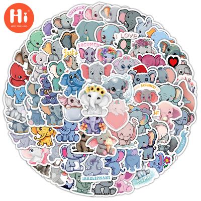 100 adesivos coloridos de elefante decoram malas, cadernos, scooters, manuais, adesivos infantis à prova d'água