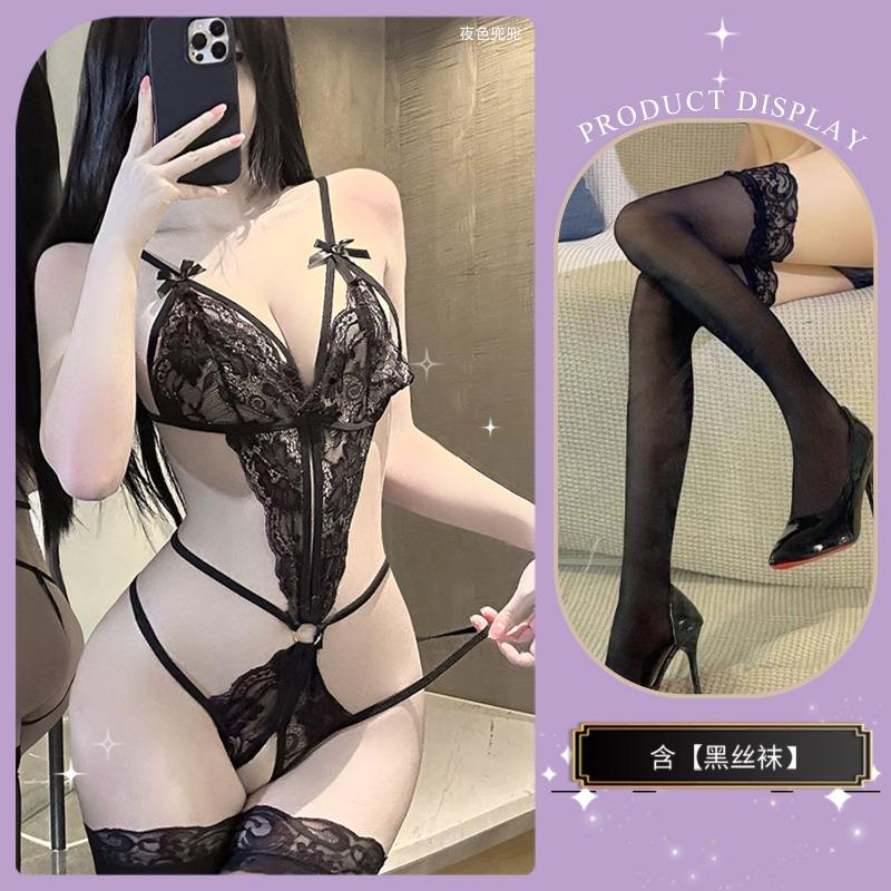 Sexy underwear Sexy lace pajamas Open file one-piece hot free hollow perspective temptation uniform suit