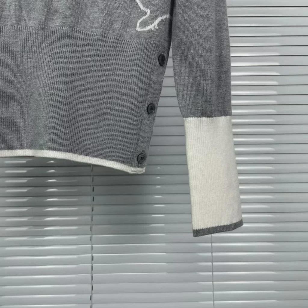 Classic Four-Bar Women's Puppy Jacquard Sweater - College Style, Long-Sleeved, Round Neck, Warm Bottoming Shirt