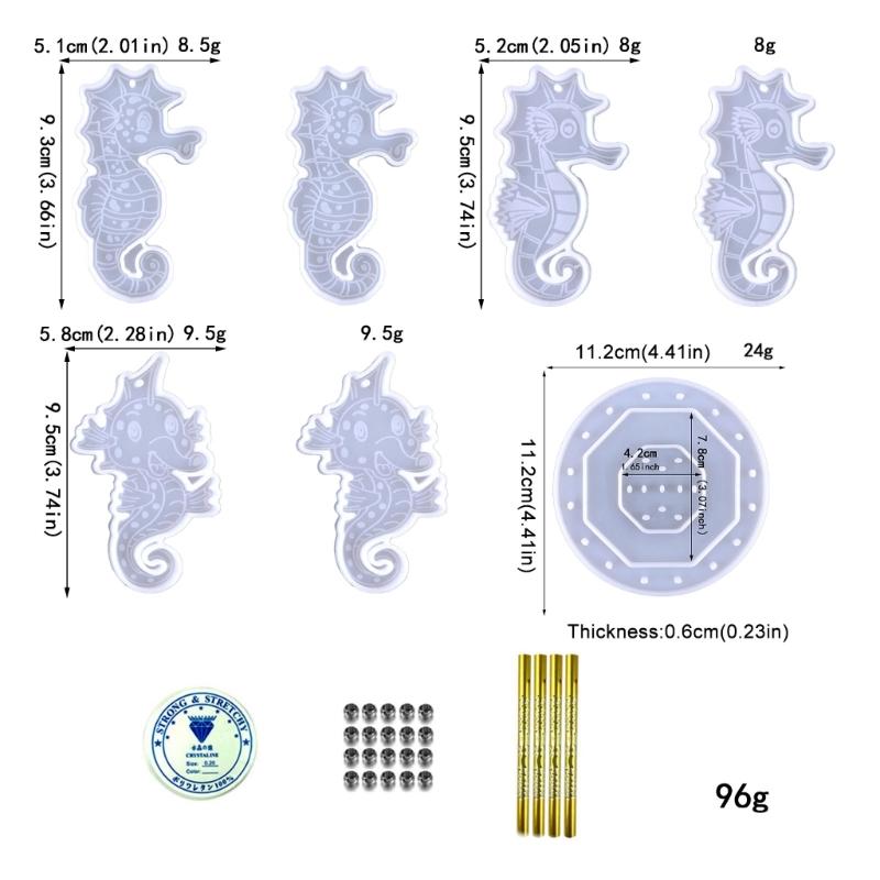 Diy Hippocampus Wind Chime Crystal Epoxy Mold Keychain Pendant Wall Hanging Curtain Wind Chime Mirror Silicone Mold