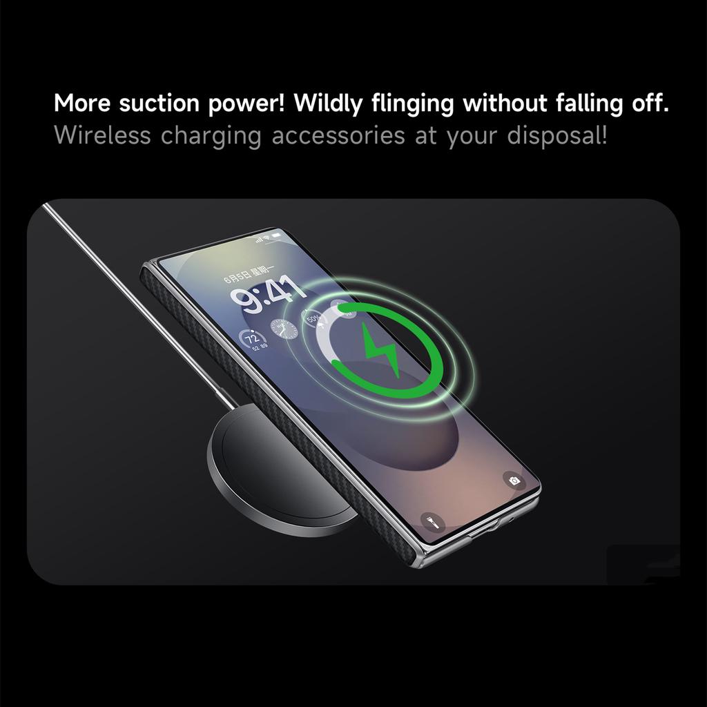SULADA For Samsung Galaxy Z Fold7 5G Magnetic Case Kickstand PU + PC Phone Cover Carbon Fiber Texture