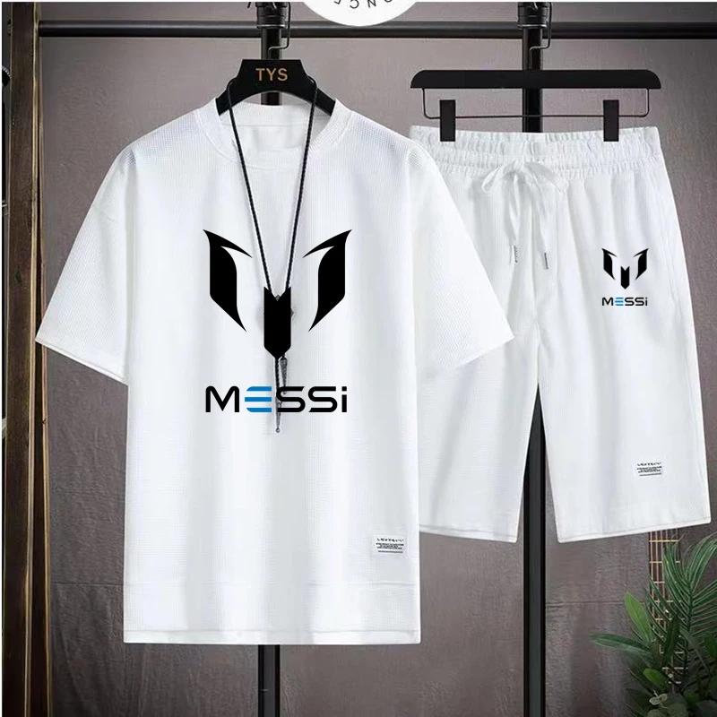 men's T-shirt and shorts set, summer sportswear, loose fitting T-shirt, 2 pieces