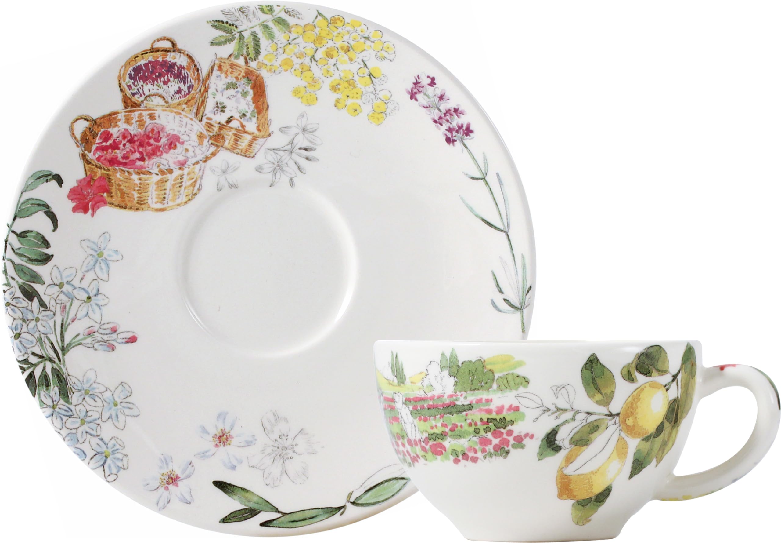 

GIEN Provence Tea Cup & Saucer, 160ml Capacity, 15.2 x 2.3cm Diameter, Cup Diameter 9.3 x 5.8cm, Item Number 17742PTH