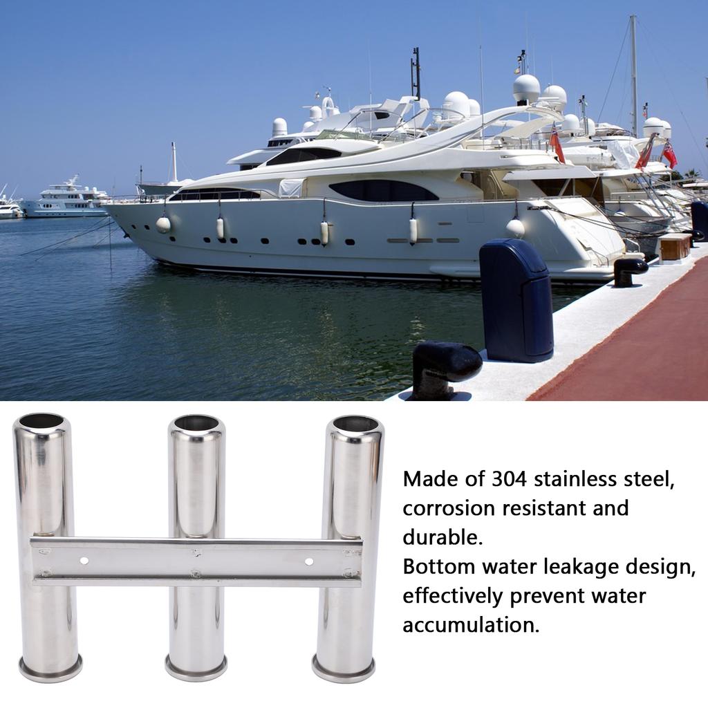 3 Tube Boat Fishing Rod Holder 304 Stainless Steel Fishing Rod Rack for Marine Yacht Ships