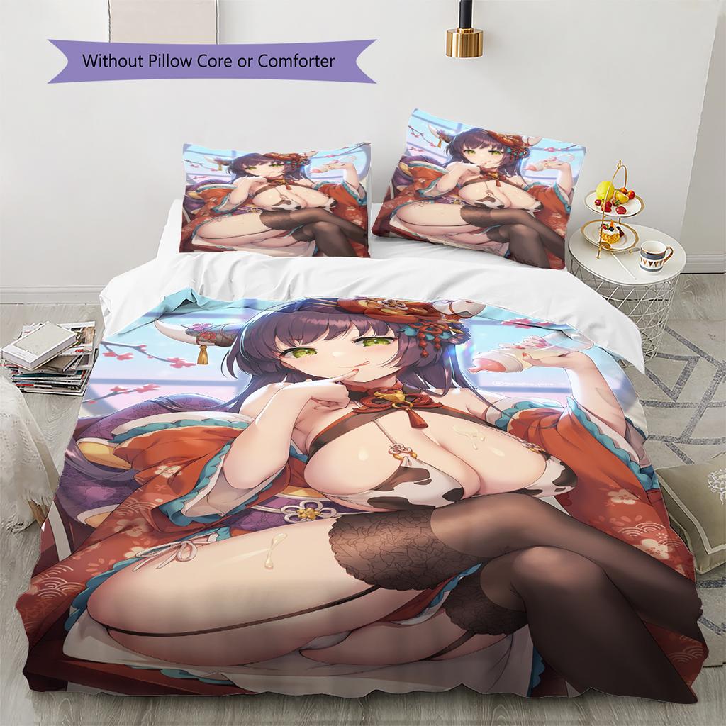 Anime-mönstrat sängkläder täcke set påslakan örngott Heminredning Födelsedagspresent (1 * påslakan + 2 * örngott, utan kärna)