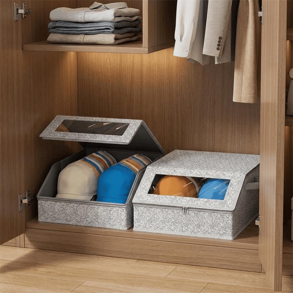 Clear Window Baseball Cap Storage Box Dust-proof Ball Cap Storage Organizer for Home Storage
