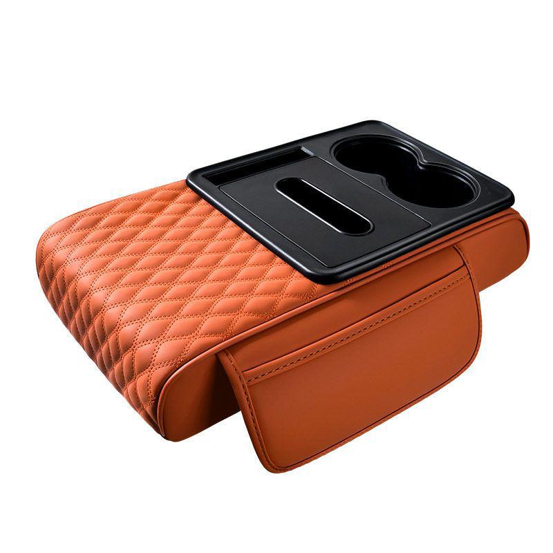 5-in-1 Leather Car Armrest Cushion with Storage & Tissue Holder