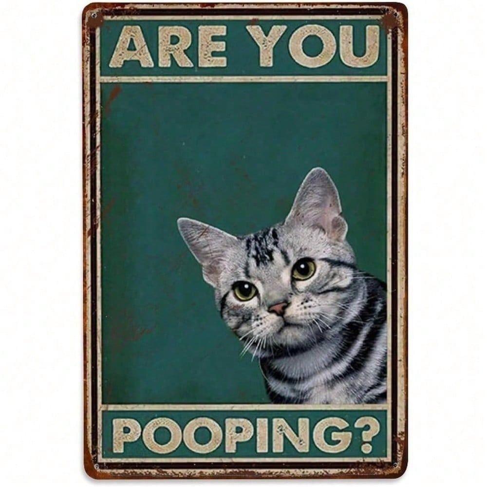 Vintage Funny Cat Bathroom Metal Poster Rustic Iron Wall Art 8x12 Inch