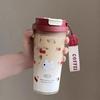 Double Drinking Water Bottle 550ml Plastic Cups Cute Coffee Cup  Student