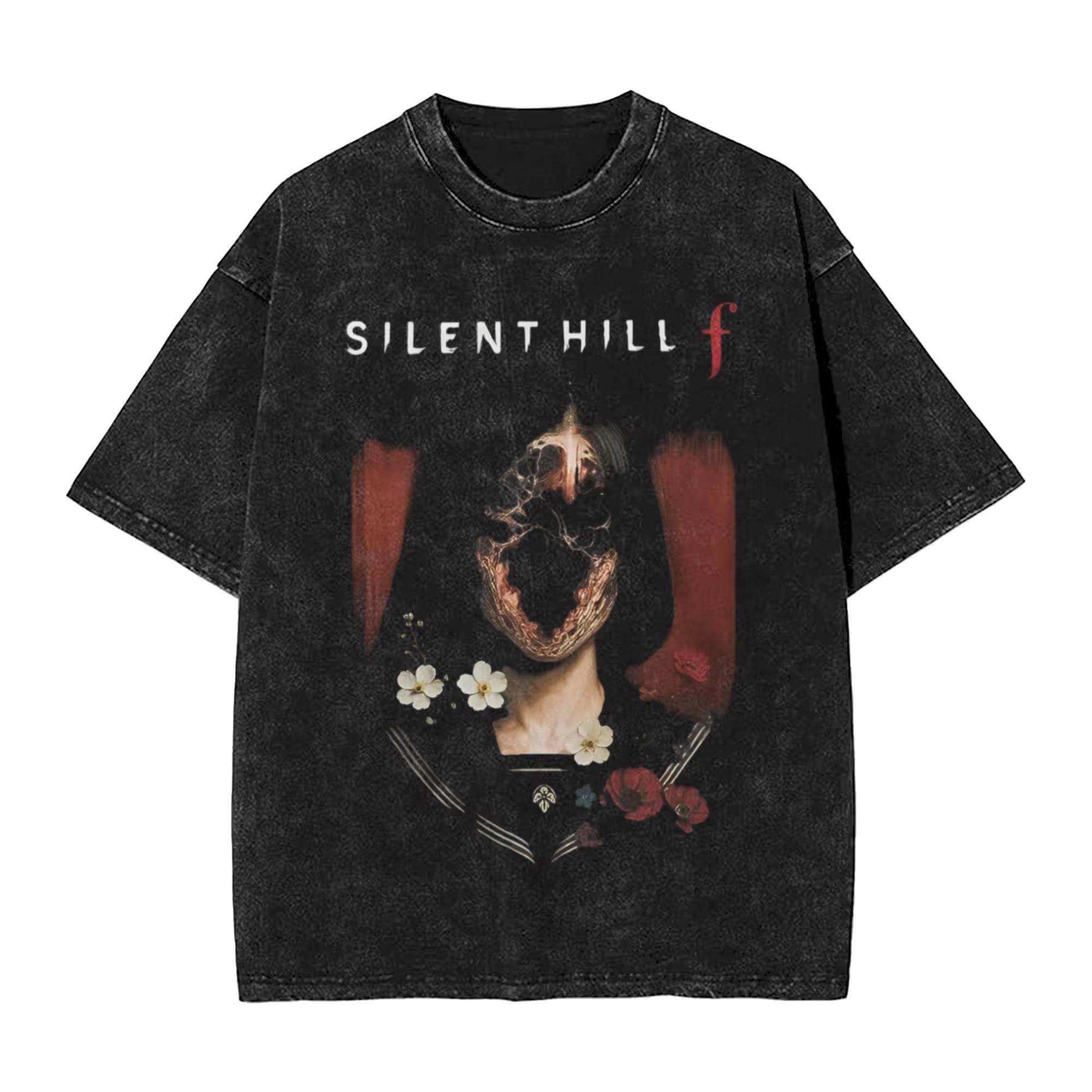 

Silent Hill F Horror Game Graphic Printed T-shirt Gaming Lover Unisex T Shirt Vintage Men Women Cotton Tee Harajuku Tops 3XL