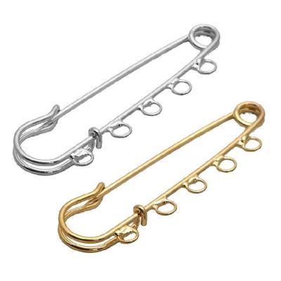 10PCS 5-Holes Brooch Safety Pins Findings Heavy Duty Kilt Pins Brooch Findings