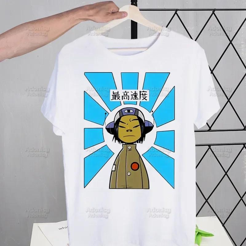 Gorillaz Modern Music Band Cartoon Men's Tshirt Cute Printing Shirt Mens Fashion T-Shirt For Men Casual Tops Short Sleeve