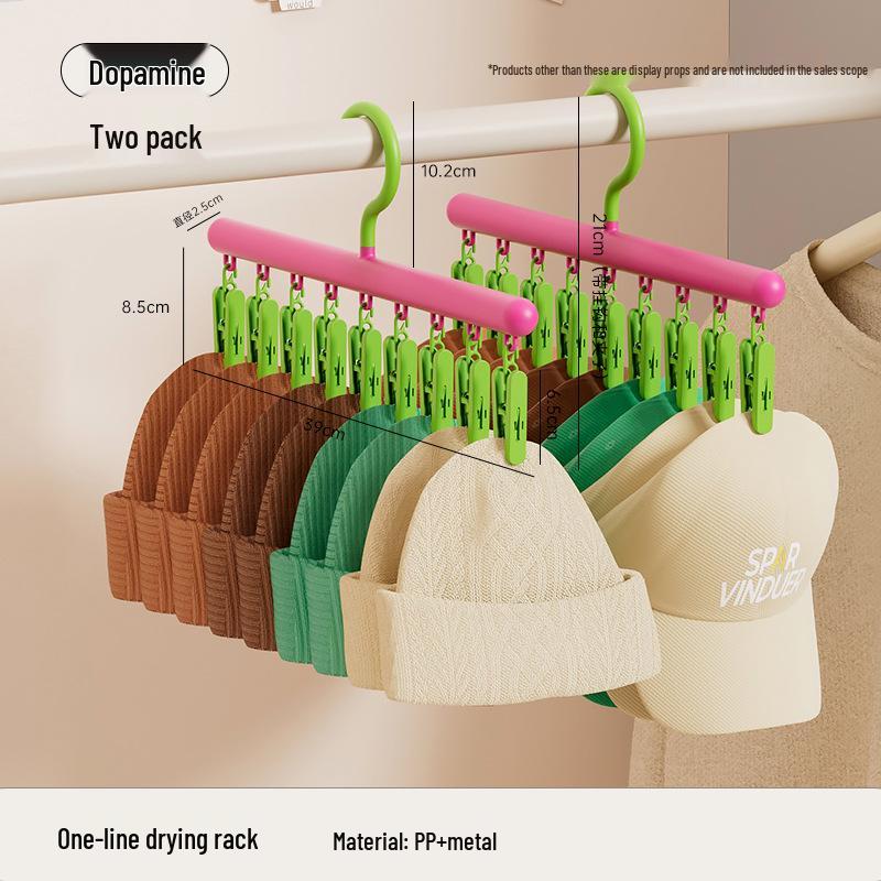 Multifunctional Plastic Clothes Drying Rack with No-Trace Clips for Underwear and Socks