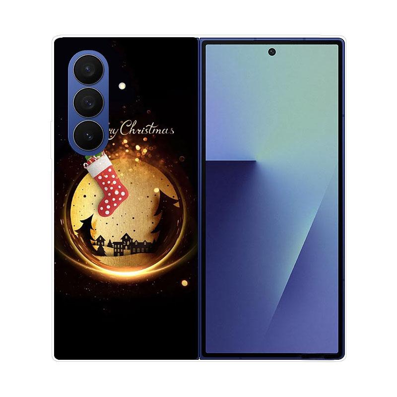 

Christmas Painted Phone Case For Samsung Galaxy Z Fold 7 6 5 4 3 2 Fold7 Fold6 Fold5 Fold4 Transparent Hard PC Protect Cover Galaxy Z Fold2 5G