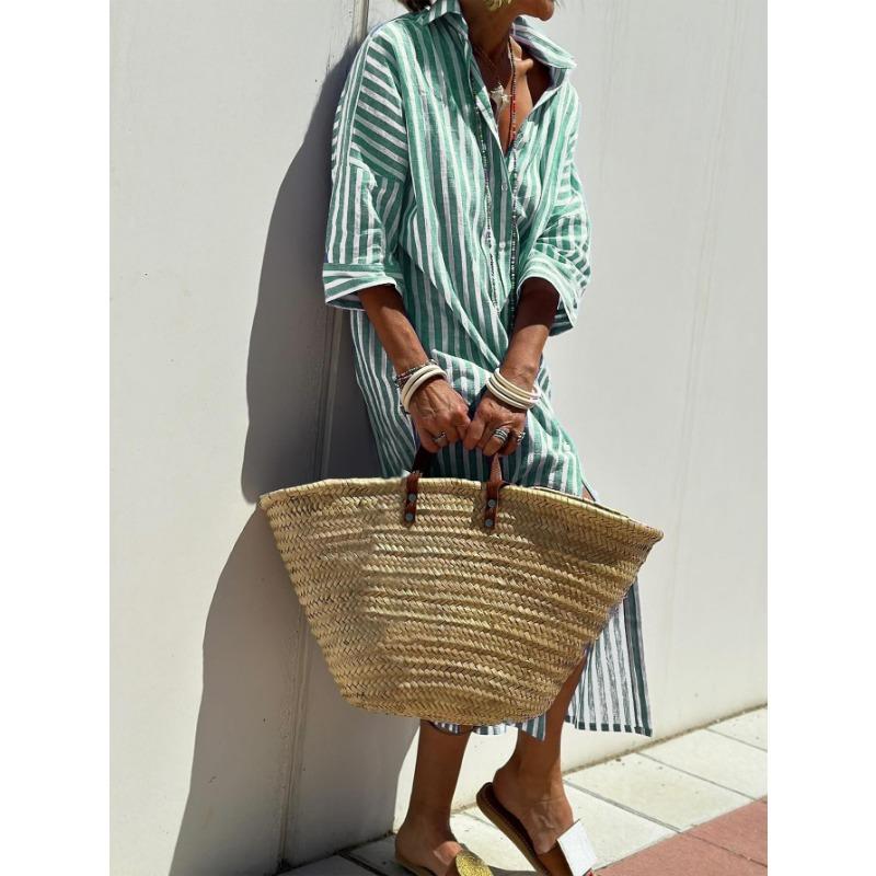 

Новое полосатое платье с разрезами 2XL