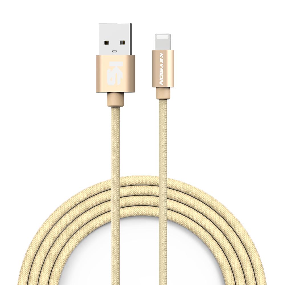 

Цифровий кабель KEYSION 2A для ipod для iPhone USB-зарядний пристрій Плетений телефонний кабель Швидке заряджання Синхронізація даних 2M золотий