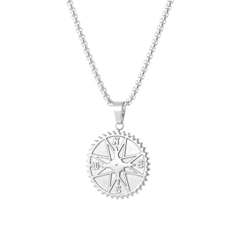 Men's Compass Necklace Titanium Steel Pendant Versatile Twist Chain Jewelry