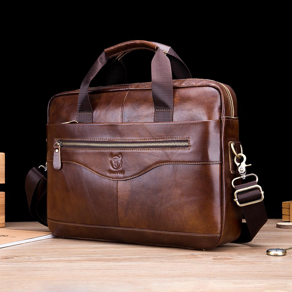 Men Leather Messenger Bag Satchel Bag Crossbody Shoulder Bag for Office School College Business