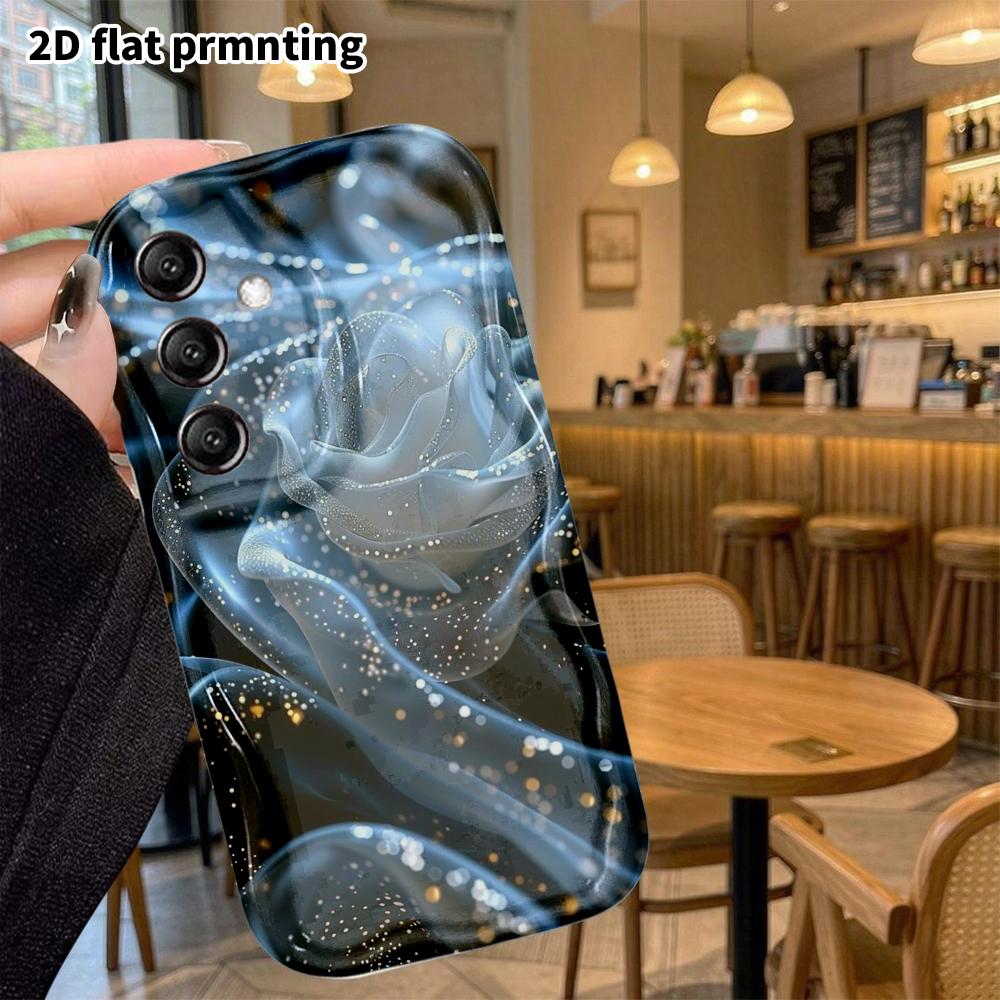 Phone Case: 2D Flat Samsung Galaxy A34 A35 S20 S22 S21 FE Plus Ultra Protective Case, Ice Blue Glitter, Christmas Halloween Holiday Gift