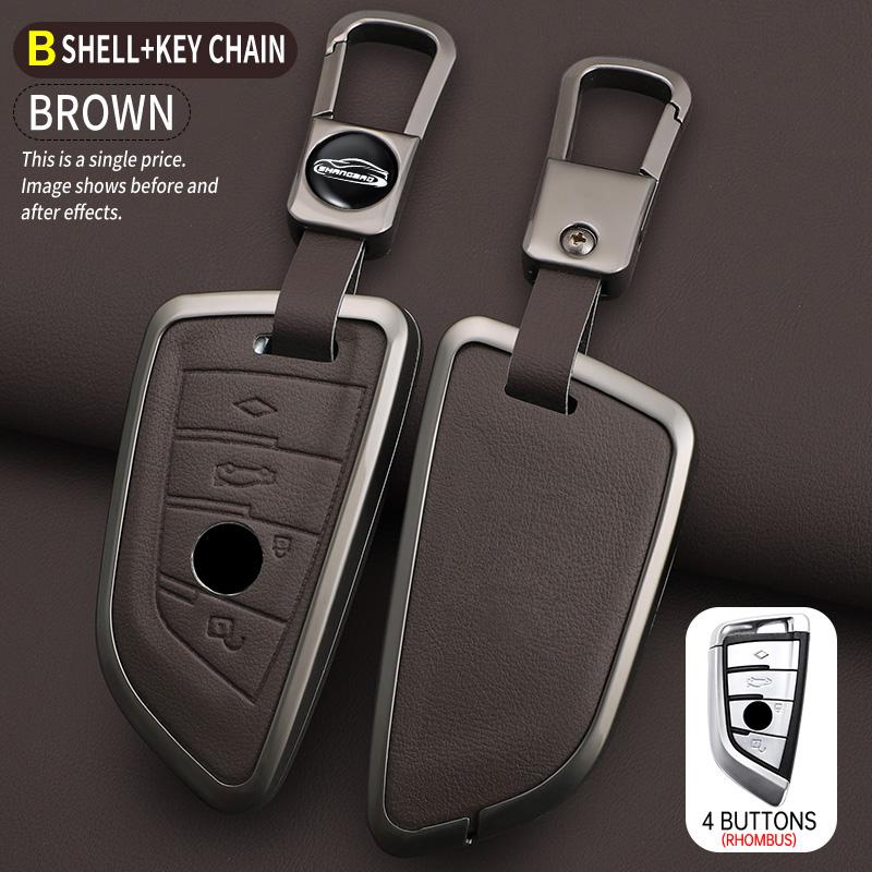 Car Zinc Alloy Leather Key Case Cover For BMW X1 X3 X5 X6 X7 F20 F15 F16 F48 G20 G30 G01 G02 G05 G11 G32 1 3 7 Series Accessorie