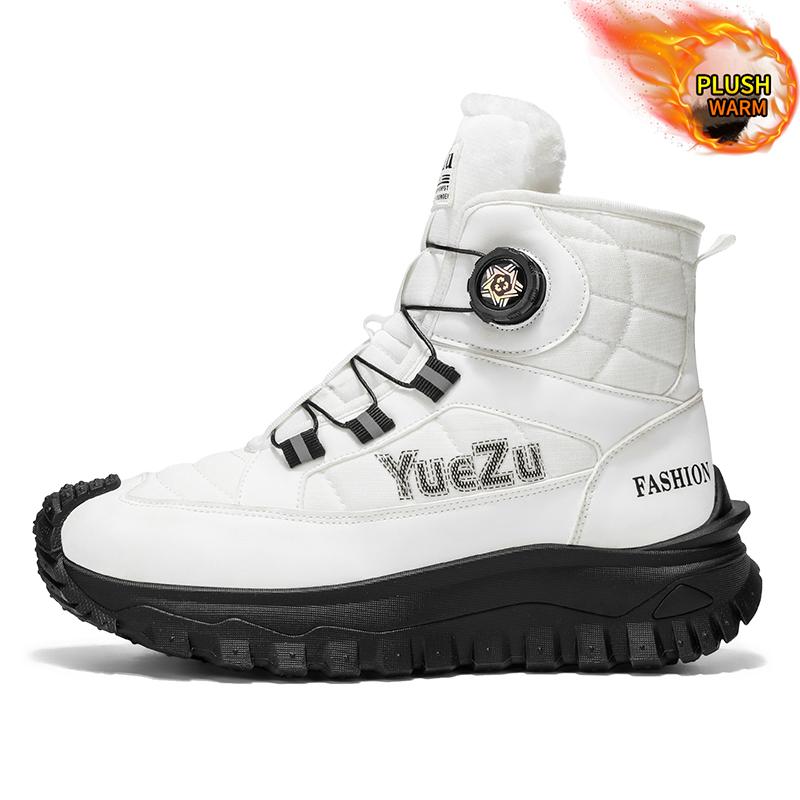 

Осінь/зима Велике чоловіче взуття Шкіряний верх Спортивне взуття для альпінізму на відкритому повітрі Плюшеві потовщені теплі снігові бавовняні черевики 39 білий