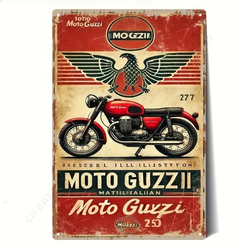 Motorcycle Metal Wall Sign, Garage Bar Decor 20x30cm