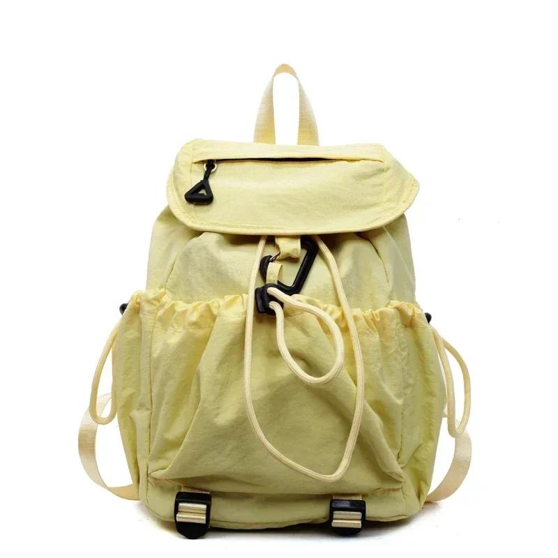 

Nyl Solid Color Large Capacity Backpacks 2026 String Casual Bags for Women Summer Student Simple Women s Handbags жовтий
