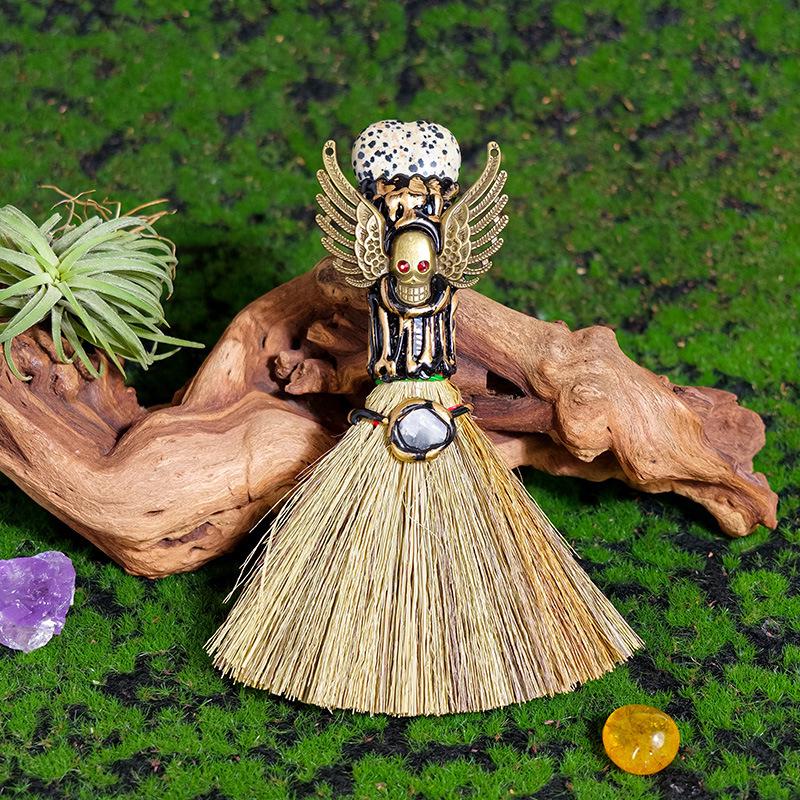 Heart-Shaped Crystal Broom Prop for Home Decor