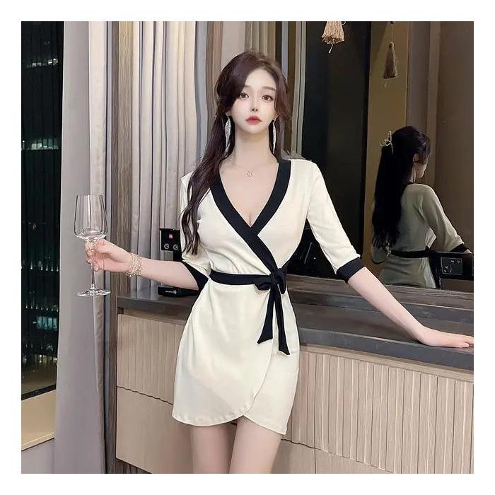 

V-neck skirt light luxury foreign style small fragrant French dress XL
