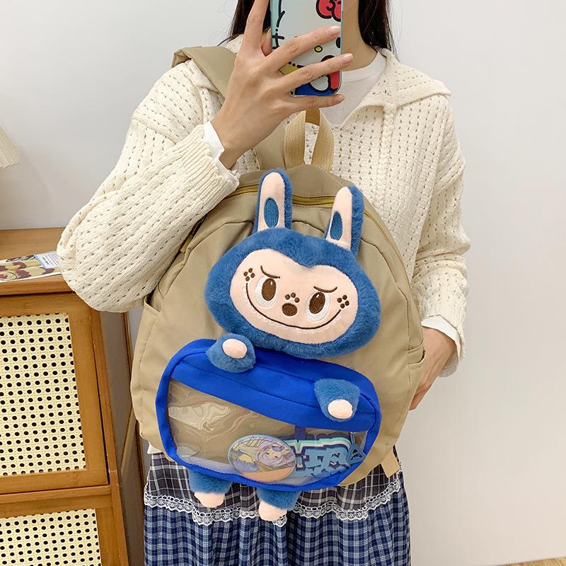 New Hong Kong style cartoon campus schoolbag plush doll cute backpack large capacity women's backpack
