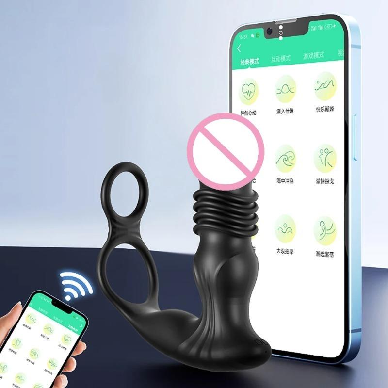 Bluetooth APP-Controlled Thrusting Prostate Massager for Men – Wireless Remote Anal Vibrator & Butt Plug