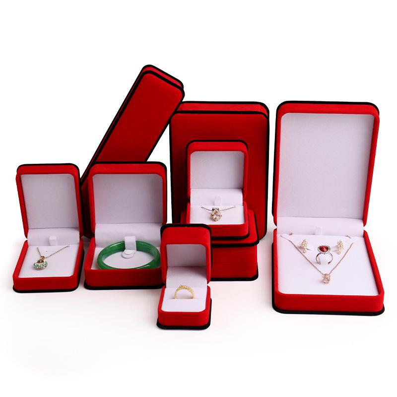 Roter Samt Schmuckschatulle Set: Ring, Anhänger, Armband, Halskette Aufbewahrungs- und Geschenkbox