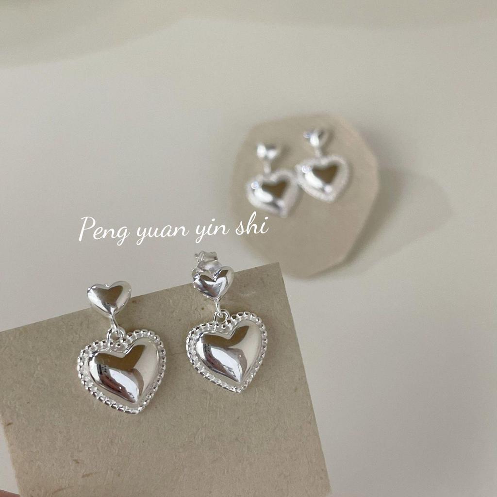 S925 Sterling Silver Heart Stud Earrings: Smooth, Versatile, Ins Style, High-End Feel