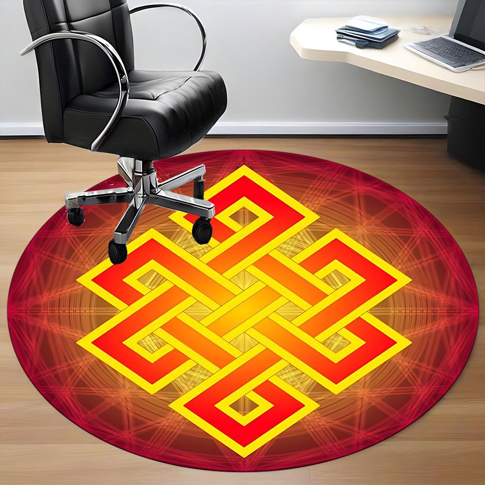 1pc Knot Symbol Chair Carpet for Office, Round Polyester Mat, Indoor Decor for Office, Washable Non-slip Carpet yy251219072