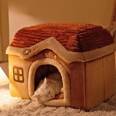 Warm Winter Cat Nest  Universal House for All Seasons  Castle-shaped Villa  Enclosed Bed House  Winter Pet Cat Supplies