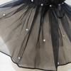 Tulle Ruffled High Neck Fake Collar, Pearl Decor Detachable Cape Collar, Gothic Mesh Shawl Collar for Dress, Photoshoot Cosplay Vintage Accessory