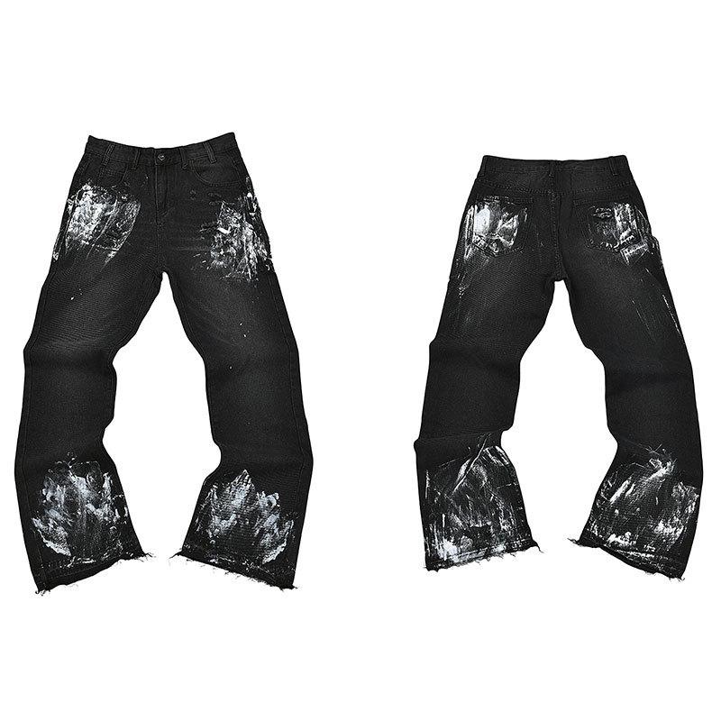 

GALLERY DEPT Джинсы унисекс пэчворк с эффектом потертости, расклешенные в стиле ретро, с брызгами краски L