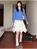 Women's White Irregular High-Waist A-Line Cake Skirt, Summer 2026, Petite Slimming Design