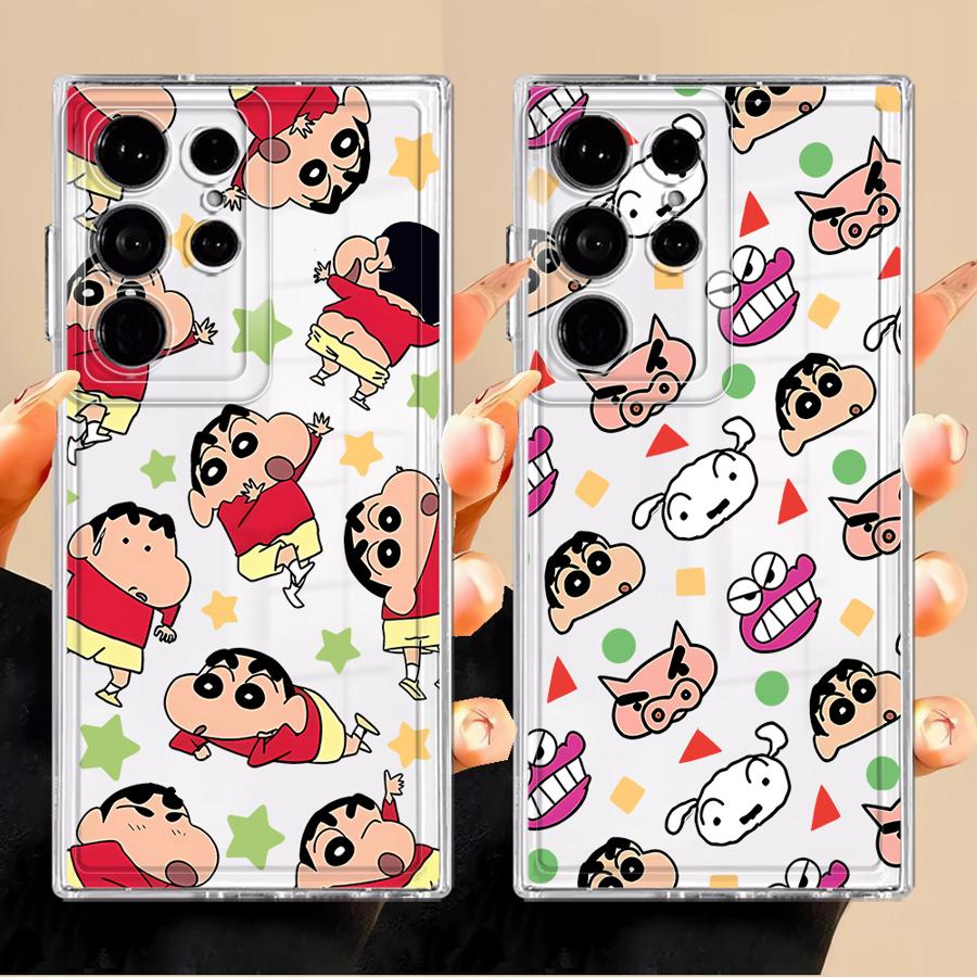 Case for Samsung Galaxy S22 FE S20 Plus S25 Edge S24 S21 S23 Ultra S26 Note 20 Ultra 10 Phone Cover Cute Crayons Shinchan