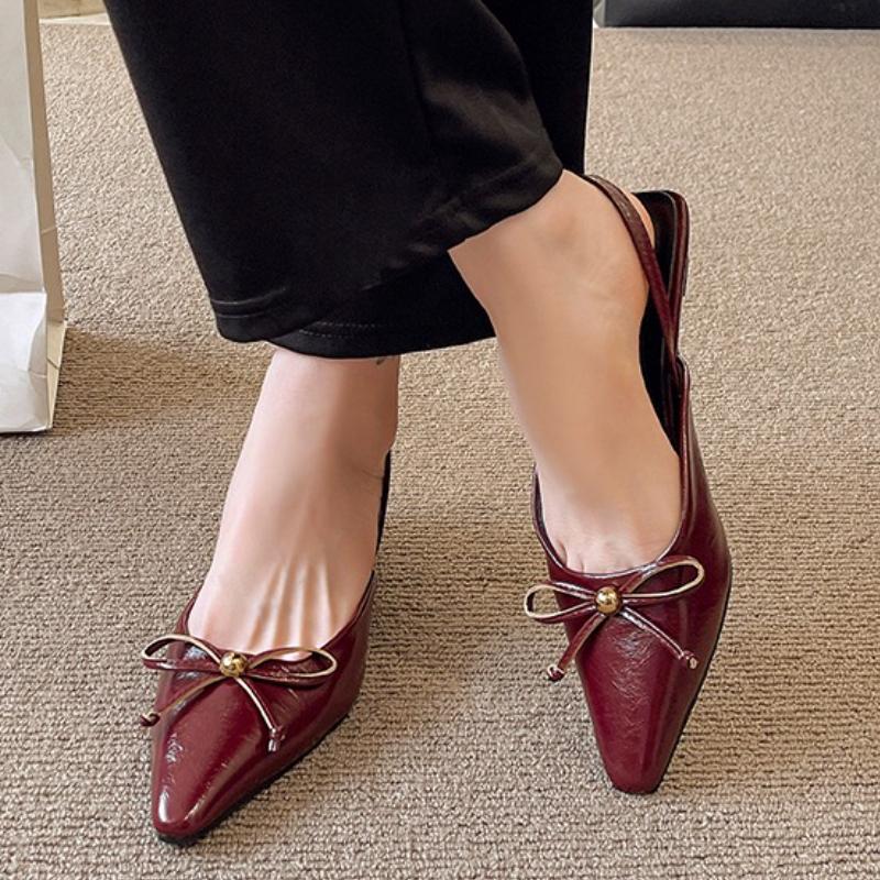 Fashion Women Pointed Toe Heeled Sandals Bow Sexy Slippers Slingback Summer Shoes Party 2025 Trend New Fashion Dress Woman Shoes Zapatos
