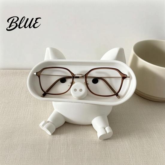 PLA Plastic Organizer Cartoon Pig Glasses Holder 3D Printed Phone Stand Desktop Organizer Stable Decorative Ornament for Office Desk And Bedside