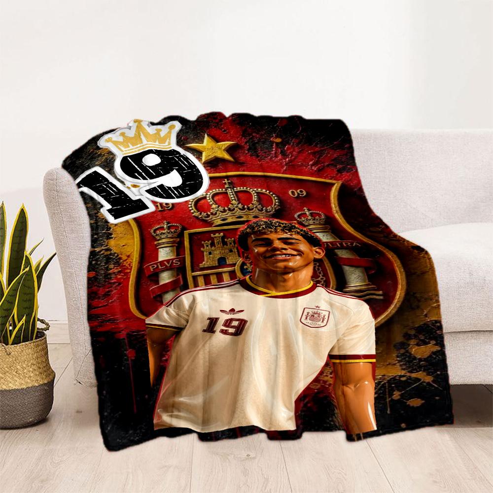 Lamine Yamal's Spain's Soccer Star Blanket Soft Warm Cozy Great for Chair Picnics Seaside Four Seasons Multipurpose Digital Print Best Holiday Gift fo