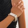Retro European and American Metal Square Bracelet for Women – Stylish Textured Smooth Spring Bangle