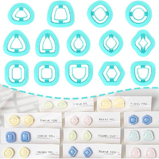 TAINSKY Polymer Clay Cutters - Frame Clay Cutters, Boho Polymer Clay Cutters for Earrings Jewelry Making, 14 Shapes Mini Clay Earrings Cutters(Studs Mini Studs Set