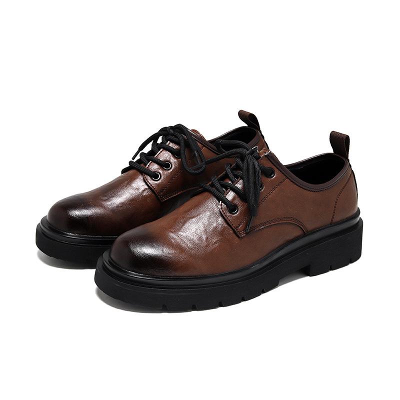 Leather Shoes Men's Spring Casual Premium Sense Big Head Height Increase Dress Business British Wedding Groom Martin 4766-R