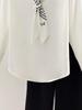 Women's Satin Long Sleeve Ribbon Shirt - French Chic 2025 Autumn Collection