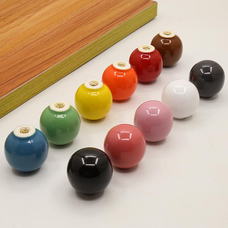 Colored Round Ceramic Door and Drawer Handle