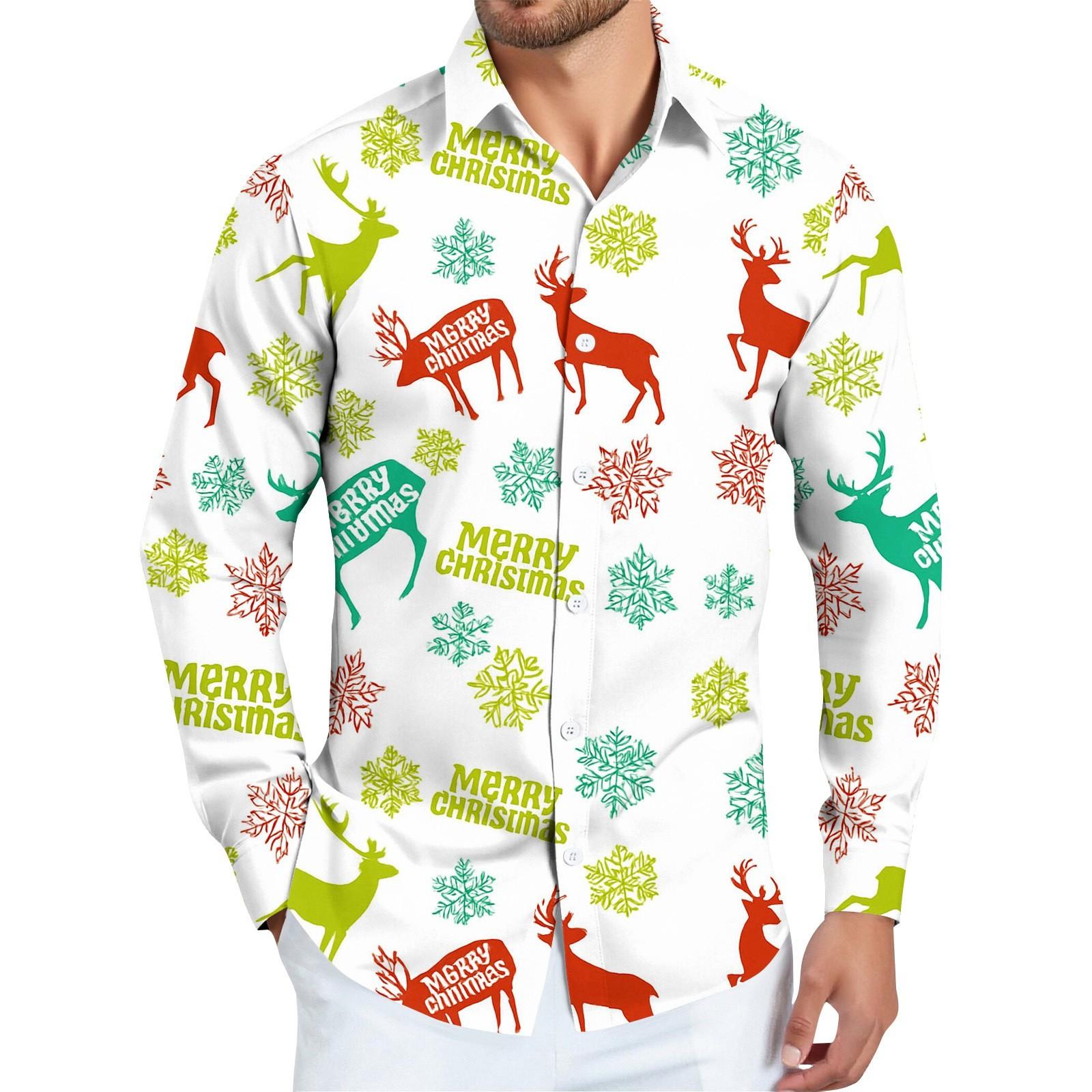 

Мужская рождественская рубашка с рождественским принтом, с длинным рукавом, на пуговицах XXXL