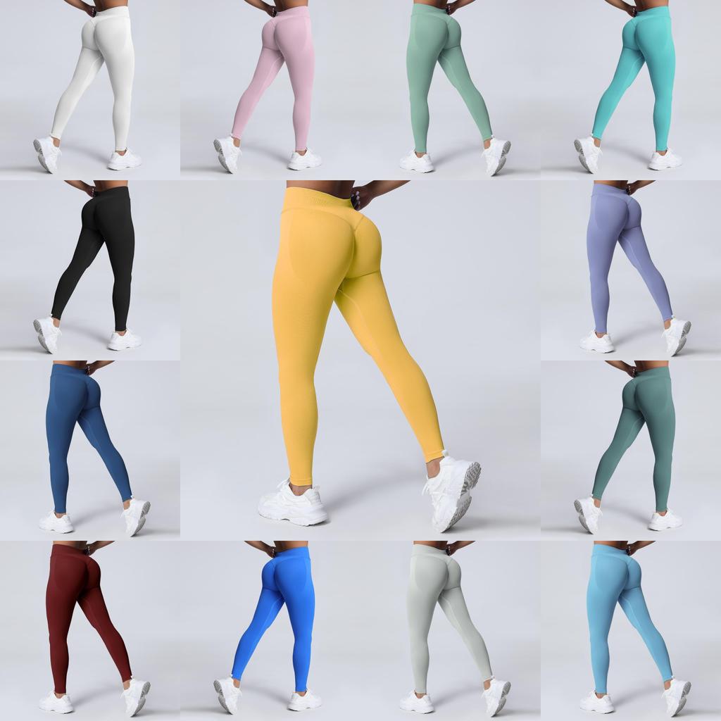 Seamless Matte High Waist Workout Leggings With Peach Lift For Yoga And Running