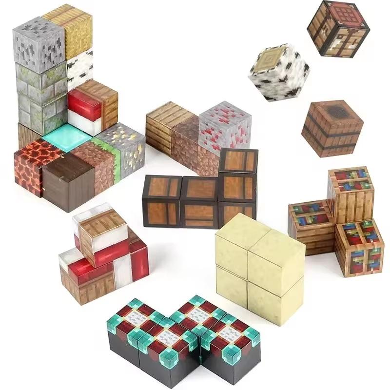 Magnetic Building Blocks Mine World Cube Magnet Set For Kid Age 3+ Diy Model Children Exercise Thinking And Creativity Gift Doll